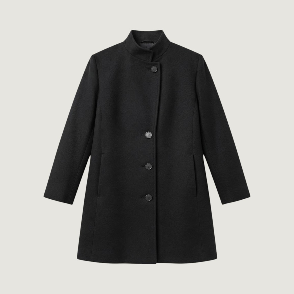 Forecaster of Boston Womens Black Wool Blend Notched Lapel 3-Button Coat USA